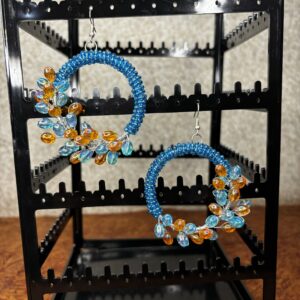 Blooming Blue Beaded Hoops